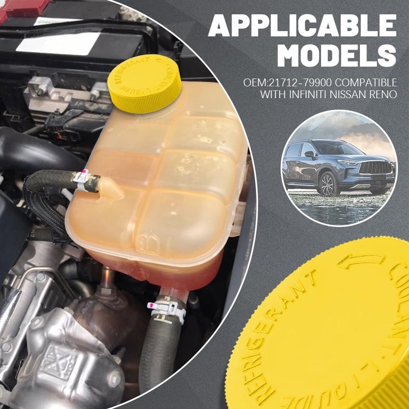 HEVLE 2PCS Coolant Reservoir Cap, Engine Radiator Coolant Overflow Antifreeze Reservoir Tank Cap, 21712-79900 Coolant Water Tank Reservoir Cap Compatible with Nissan Infiniti Murano Quest EX35 FX37 G37 - Image 4